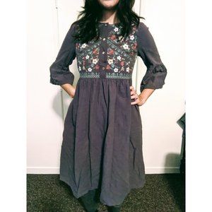 Polagram - Gray cotton dress with flowers